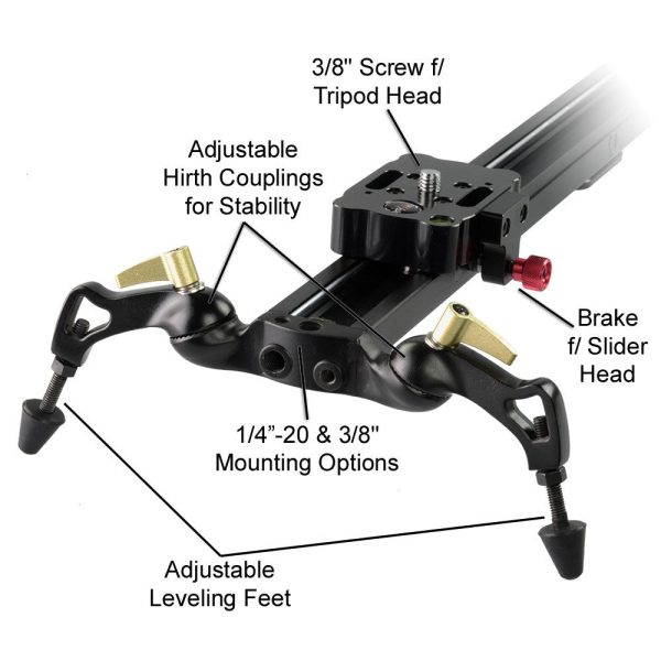 Fotodiox Pro SlideCam - Video Slider Stabilizer, DSLR Camera Track Slider, Linear Stabilization Rail System With Ball-Bearing Slide Mechanism, Adjustable Legs and Carrying Case Online now