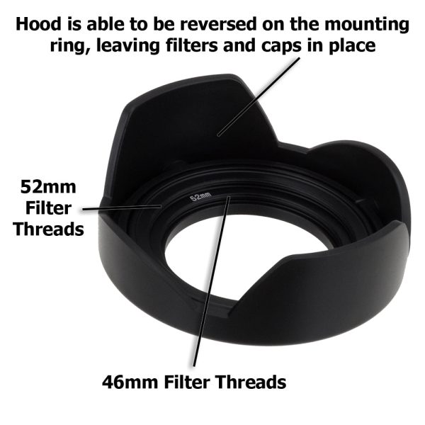 Fotodiox Reversible Lens Hood Kit for Lumix G Vario 14-42mm f 3.5-5.6 II APSH. MEGA O.I.S. Kit Lens, Reversible Tulip Flower Hood w Cap f MFT Kit Lenses on Sale